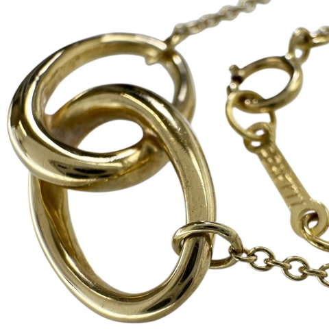 【TIFFANY&Co./ティファニー】 ネックレス ダブルループ ペレッティ K18ゴールド 18金 4.0g 40cm レディース【中古】【真子質店】【GD】【YSMa】
