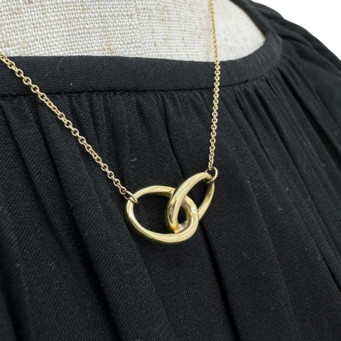 【TIFFANY&Co./ティファニー】 ネックレス ダブルループ ペレッティ K18ゴールド 18金 4.0g 40cm レディース【中古】【真子質店】【GD】【YSMa】