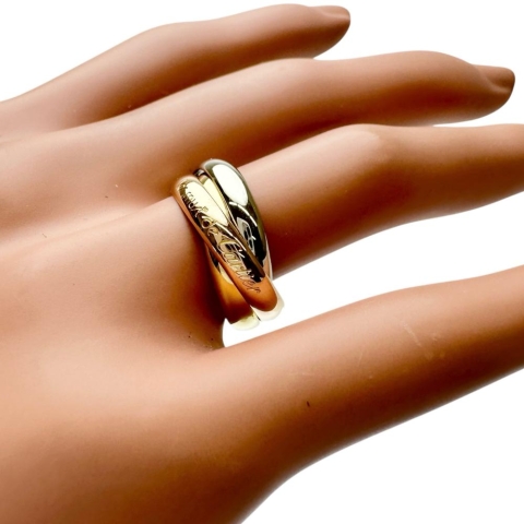 11号【CARTIER/カルティエ】 リング・指輪 トリニティ クラシック K18YGイエローゴールド 18金/WG/PG 7.2g 51（シリアルなし） レディース【中古】【真子質店】【GD】【ITMaT】