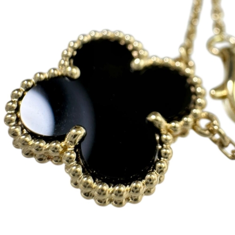 【Van Cleef & Arpels/ヴァンクリーフ＆アーペル】 オニキス ネックレス アルハンブラ K18ゴールド 18金 5.1g 41.5cm レディース【中古】【真子質店】【GD】【TSKx】