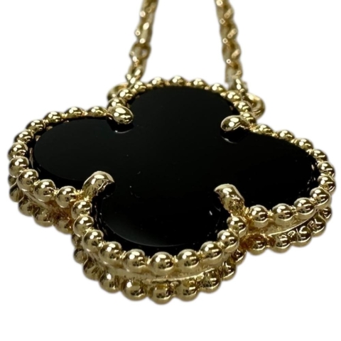 【Van Cleef & Arpels/ヴァンクリーフ＆アーペル】 オニキス ネックレス アルハンブラ K18ゴールド 18金 5.1g 41.5cm レディース【中古】【真子質店】【GD】【TSKx】