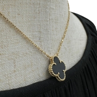 【Van Cleef & Arpels/ヴァンクリーフ&アーペル】 オニキス ネックレス アルハンブラ K18ゴールド 18金 5.1g 41.5cm レディース【中古】【真子質店】【GD】【TSKx】