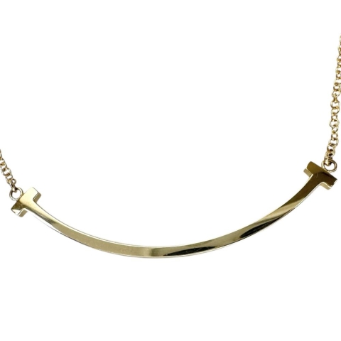 【TIFFANY&Co./ティファニー】 Tスマイル スモール ネックレス K18ゴールド 18金 2.9g 40.5/45.5cm レディース【中古】【真子質店】【GD】【SxT】