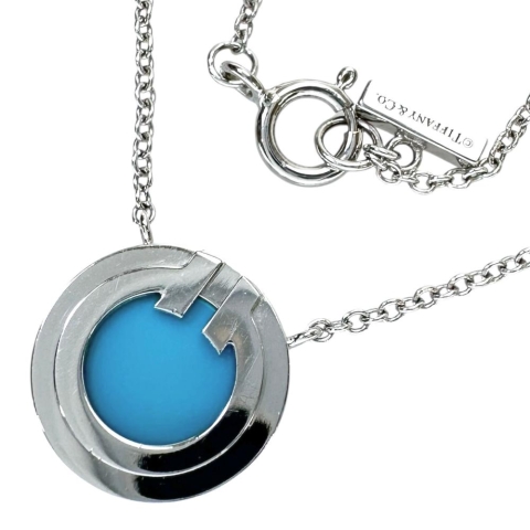 【TIFFANY&Co./ティファニー】 Tトゥ サークル ターコイズ ネックレス K18WGホワイトゴールド 18金 3.5g 40/45cmcm レディース【中古】【真子質店】【GD】【IDMax】