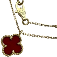 【Van Cleef & Arpels/ヴァンクリーフ&アーペル】 カーネリアン ネックレス スウィートアルハンブラ K18ゴールド 18金 2.8g 39/41cm レディース【中古】【真子質店】【GD】【IMiIMo】