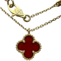 【Van Cleef & Arpels/ヴァンクリーフ&アーペル】 カーネリアン ネックレス スウィートアルハンブラ K18ゴールド 18金 2.8g 39/41cm レディース【中古】【真子質店】【GD】【IMiIMo】
