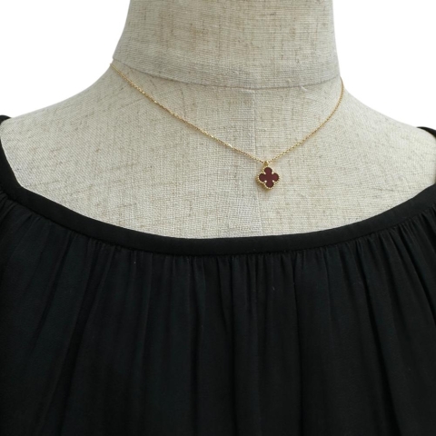 【Van Cleef & Arpels/ヴァンクリーフ＆アーペル】 カーネリアン ネックレス スウィートアルハンブラ K18ゴールド 18金 2.8g 39/41cm レディース【中古】【真子質店】【GD】【IMiIMo】