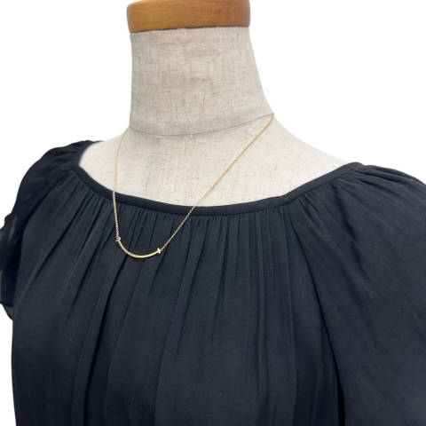 【TIFFANY&Co./ティファニー】 Tスマイル　スモール ネックレス K18ゴールド 18金 3.0g 40.5/45.5cm レディース【中古】【真子質店】【GD】【SxT】