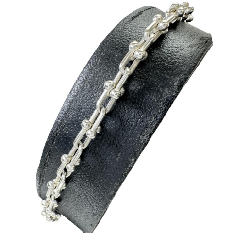 【TIFFANY&Co./ティファニー】 ブレスレット ハードウェア マイクロリンク シルバー925 7.3g 18.0cm レディース【中古】【真子質店】【GD】【MoMiMa】