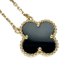 【Van Cleef & Arpels/ヴァンクリーフ&アーペル】 アルハンブラ オニキス ネックレス K18ゴールド 18金 5.1g 38/42cm レディース【中古】【真子質店】【GD】【MaxMix】