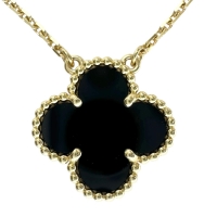 【Van Cleef & Arpels/ヴァンクリーフ&アーペル】 アルハンブラ オニキス ネックレス K18ゴールド 18金 5.1g 38/42cm レディース【中古】【真子質店】【GD】【MaxMix】