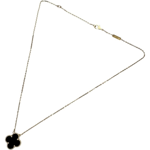 【Van Cleef & Arpels/ヴァンクリーフ＆アーペル】 アルハンブラ オニキス ネックレス K18ゴールド 18金 5.1g 38/42cm レディース【中古】【真子質店】【GD】【MaxMix】