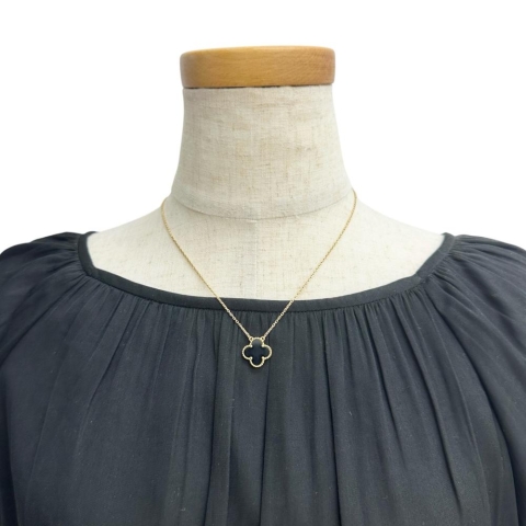 【Van Cleef & Arpels/ヴァンクリーフ＆アーペル】 アルハンブラ オニキス ネックレス K18ゴールド 18金 5.1g 38/42cm レディース【中古】【真子質店】【GD】【MaxMix】