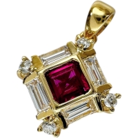 ルビー 0.35ct ダイヤモンド 0.51ct ペンダントトップ K18ゴールド 18金 2.2g レディース【中古】【真子質店】【NN】【MoMiMa】