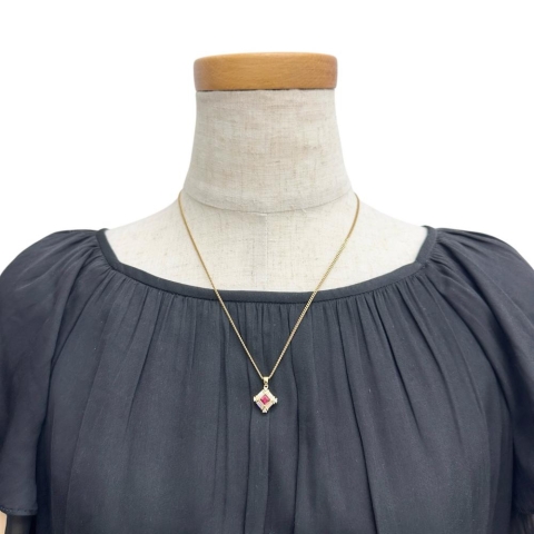 ルビー 0.35ct ダイヤモンド 0.51ct ペンダントトップ K18ゴールド 18金 2.2g レディース【中古】【真子質店】【NN】【MoMiMa】