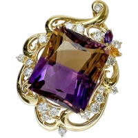 アメトリン 24.50ct ダイヤモンド 1.45ct ペンダントトップ K18ゴールド 18金 13.3g レディース【中古】【真子質店】【NN】【IMixD】