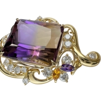 アメトリン 24.50ct ダイヤモンド 1.45ct ペンダントトップ K18ゴールド 18金 13.3g レディース【中古】【真子質店】【NN】【IMixD】