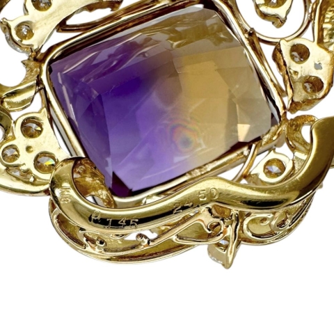 アメトリン 24.50ct ダイヤモンド 1.45ct ペンダントトップ K18ゴールド 18金 13.3g レディース【中古】【真子質店】【NN】【IMixD】