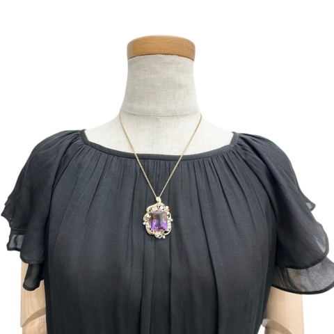 アメトリン 24.50ct ダイヤモンド 1.45ct ペンダントトップ K18ゴールド 18金 13.3g レディース【中古】【真子質店】【NN】【IMixD】