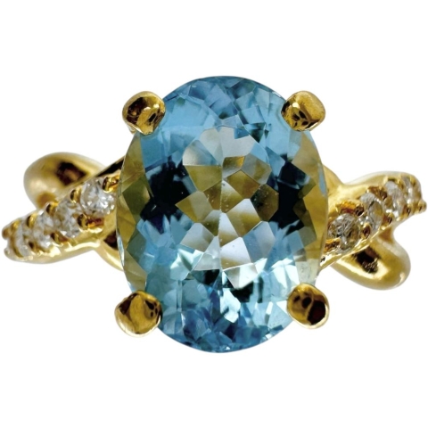 7号 アクアマリン 1.663ct ダイヤモンド 0.14ct リング・指輪 K18ゴールド 18金 3.3g レディース【中古】【真子質店】【NN】【YMiT】