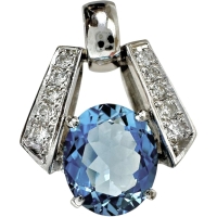 サンタマリアカラーアクアマリン 1.81ct ダイヤモンド 0.17ct ペンダントトップ Pt900プラチナ 5.2g レディース【中古】【真子質店】【NN】【KKx】