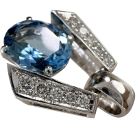 サンタマリアカラーアクアマリン 1.81ct ダイヤモンド 0.17ct ペンダントトップ Pt900プラチナ 5.2g レディース【中古】【真子質店】【NN】【KKx】