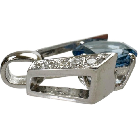 サンタマリアカラーアクアマリン 1.81ct ダイヤモンド 0.17ct ペンダントトップ Pt900プラチナ 5.2g レディース【中古】【真子質店】【NN】【KKx】