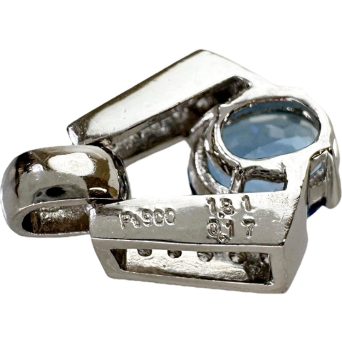 サンタマリアカラーアクアマリン 1.81ct ダイヤモンド 0.17ct ペンダントトップ Pt900プラチナ 5.2g レディース【中古】【真子質店】【NN】【KKx】