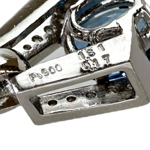 サンタマリアカラーアクアマリン 1.81ct ダイヤモンド 0.17ct ペンダントトップ Pt900プラチナ 5.2g レディース【中古】【真子質店】【NN】【KKx】