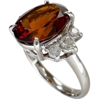 11号 ガーネット 3.90ct ダイヤモンド 0.24ct リング・指輪 K18WGホワイトゴールド 18金 5.4g レディース【中古】【真子質店】【NN】【SIMa】