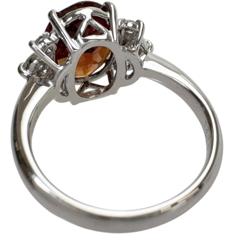 11号 ガーネット 3.90ct ダイヤモンド 0.24ct リング・指輪 K18WGホワイトゴールド 18金 5.4g レディース【中古】【真子質店】【NN】【SIMa】