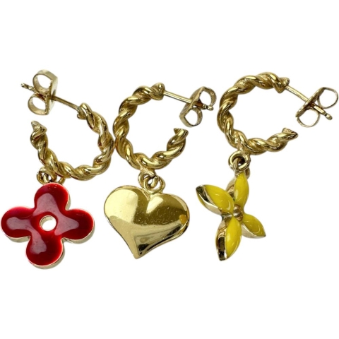 【LOUIS VUITTON/ルイ・ヴィトン】 ハート 花/フラワーモチーフ ピアス ブークル ドレイユ スウィート モノグラム GP 8.5g M65370 レディース【中古】【真子質店】【GD】【TMoMi】