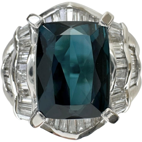 12.5号 インディゴライトブルートルマリン 3.08ct ダイヤモンド 0.67ct リング・指輪 Pt900プラチナ 13.9g レディース【中古】【真子質店】【NN】【IYxx】