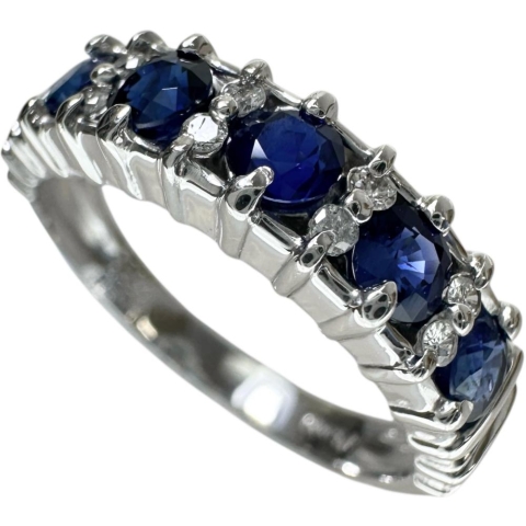 12.5号 サファイア 計0.94ct ダイヤモンド 計0.08ct リング・指輪 Pt900プラチナ 4.8g レディース【中古】【真子質店】【NN】【DKMa】