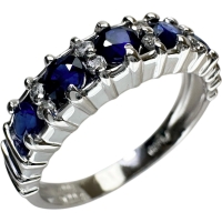 12.5号 サファイア 計0.94ct ダイヤモンド 計0.08ct リング・指輪 Pt900プラチナ 4.8g レディース【中古】【真子質店】【NN】【DKMa】