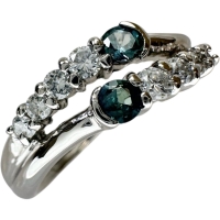 12号 アレキサンドライト 計0.18ct ダイヤモンド 計0.25ct リング・指輪 Pt900プラチナ 6.0g レディース【中古】【真子質店】【NN】【MoMiMa】