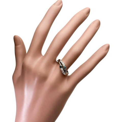 12号 アレキサンドライト 計0.18ct ダイヤモンド 計0.25ct リング・指輪 Pt900プラチナ 6.0g レディース【中古】【真子質店】【NN】【MoMiMa】