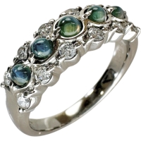 10号 アレキサンドライトキャッツアイ 計0.41ct ダイヤモンド 計0.26ct リング・指輪 Pt900プラチナ 6.4g レディース【中古】【真子質店】【NN】【YIY】