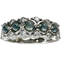 10号 アレキサンドライトキャッツアイ 計0.41ct ダイヤモンド 計0.26ct リング・指輪 Pt900プラチナ 6.4g レディース【中古】【真子質店】【NN】【YIY】