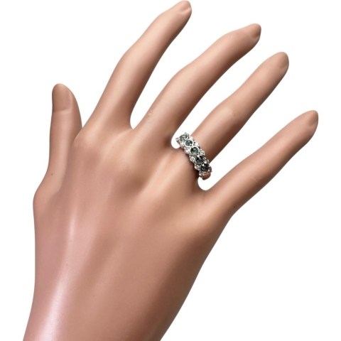 10号 アレキサンドライトキャッツアイ 計0.41ct ダイヤモンド 計0.26ct リング・指輪 Pt900プラチナ 6.4g レディース【中古】【真子質店】【NN】【YIY】