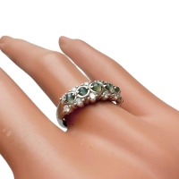 10号 アレキサンドライトキャッツアイ 計0.41ct ダイヤモンド 計0.26ct リング・指輪 Pt900プラチナ 6.4g レディース【中古】【真子質店】【NN】【YIY】