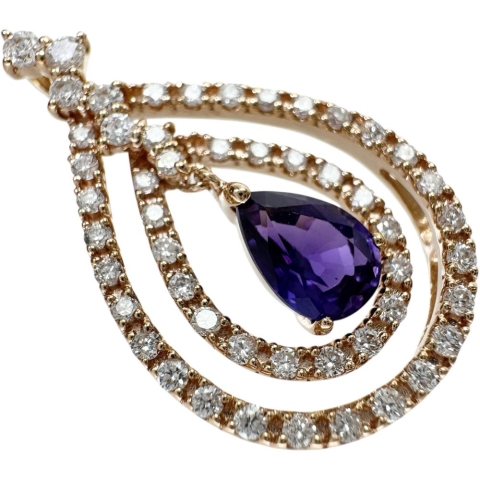 カラーチェンジサファイア 0.608ct ダイヤモンド 0.33ct ペンダントトップ K18ゴールド 18金 1.8g レディース【中古】【真子質店】【NN】【MaSY】