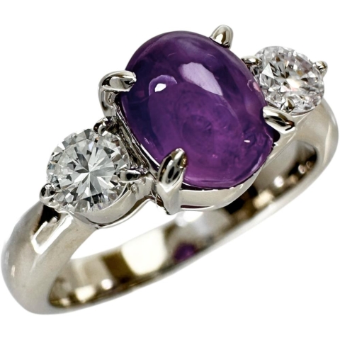 11号 パープルスターサファイア 1.51ct ダイヤモンド 0.28ct リング・指輪 Pt900プラチナ 5.3g レディース【中古】【真子質店】【NN】【YSMa】