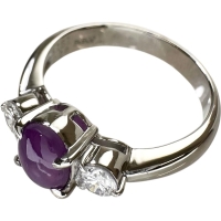 11号 パープルスターサファイア 1.51ct ダイヤモンド 0.28ct リング・指輪 Pt900プラチナ 5.3g レディース【中古】【真子質店】【NN】【YSMa】