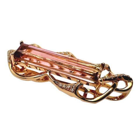 バイカラートルマリン 2.50ct ダイヤモンド 計0.069ct ペンダントトップ K18ゴールド 18金 2.8g レディース【中古】【真子質店】【NN】【DTS】