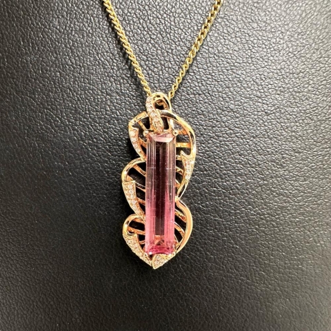 バイカラートルマリン 2.50ct ダイヤモンド 計0.069ct ペンダントトップ K18ゴールド 18金 2.8g レディース【中古】【真子質店】【NN】【DTS】