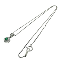 エメラルド 0.10ct ダイヤモンド 計0.46ct ネックレス Pt900プラチナ/Pt850プラチナ 5.5g 40cm レディース【中古】【真子質店】【NN】【DYT】