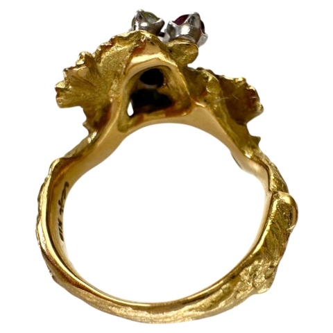 5.5号【IWAKURA KOJI/岩倉康二】 マルチ石 リング・指輪 K18ゴールド 18金/Pt900プラチナ 5.7g レディース【中古】【真子質店】【BL】【IMaTx】