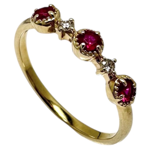 5号 ルビー ダイヤモンド リング・指輪 K10ゴールド 10金 1.0g レディース【中古】【真子質店】【NN】【Kx】