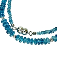 ディスクカット  アクアマリン ネックレス シルバー/ボール部分K17程度（分析済み) 15.9g 42cm レディース【中古】【真子質店】【NN】【MaMoT】